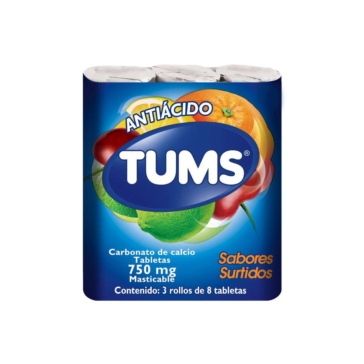 ANTIÁCIDO TUMS SABORES SURTIDOS C/3/8 TABLETAS - 750 MG