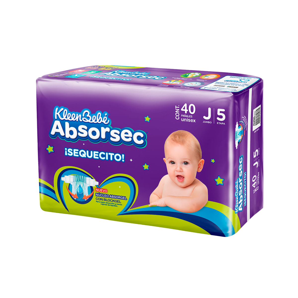PAÑALES KLEENBEBÉ ABSORSEC JUMBO C/40