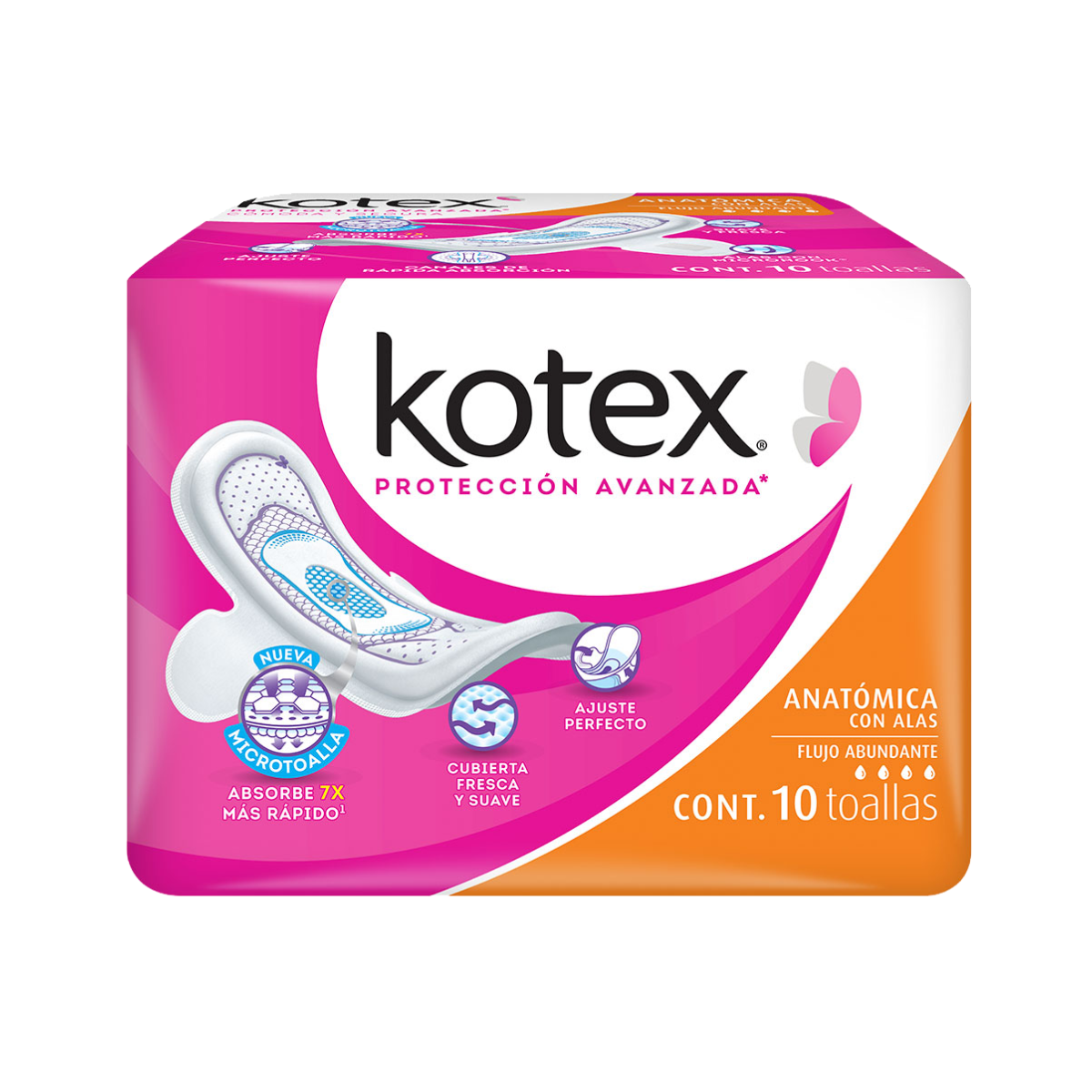 TOALLAS KOTEX ANATÓMICA CON ALAS C/10