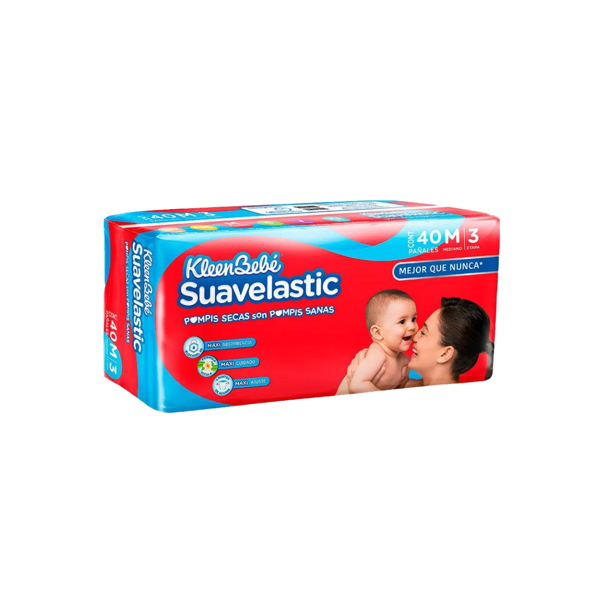 PAÑALES KLEENBEBÉ SUAVELASTIC MEDIANO C/40